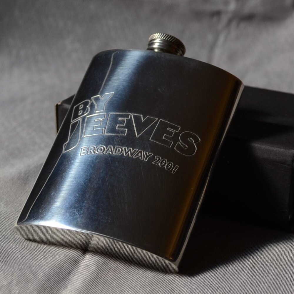 P.G. Wodehouse - By Jeeves - Opening Night - Etched Flask - Broadway Cares.